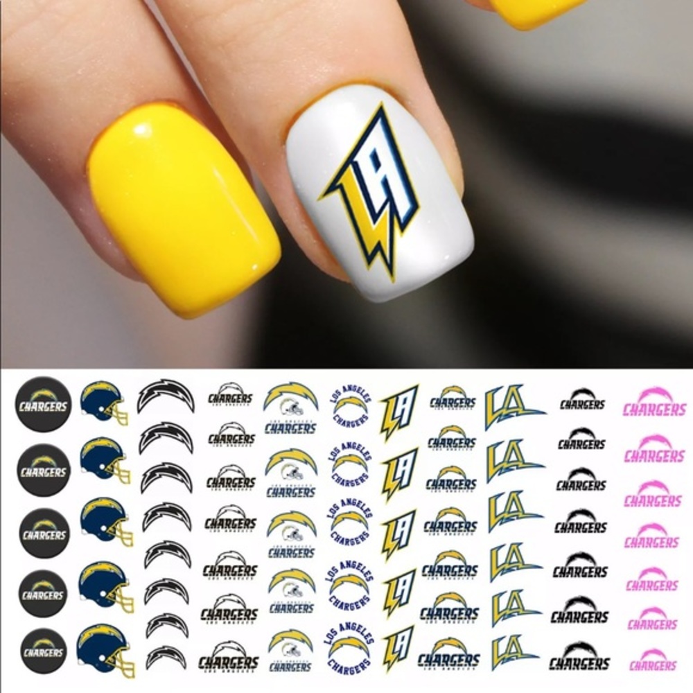 💌BO/GO$6 🏈 Los Angeles Chargers Water Transfer Nail Decals NFL